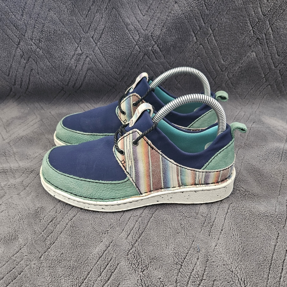 Justin Vista Womens Sz 6.5M Lace Up Sneaker Loafer Blue Casual Shoes.